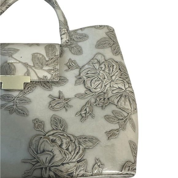 Cuiieria Fiorentina Mimi Collection Taupe Floral Embossed Handbag Medium Italian - Picture 4 of 9